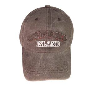 Cyprus Island NEW Distressed 6 Panel Cotton Blend Caps Adjustable Brown Embroide